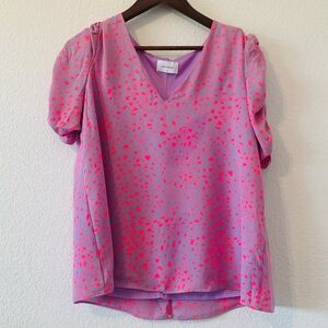 Adrienne size medium purple neon pink blouse